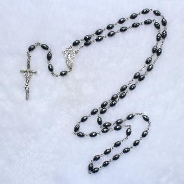 10*6mm Hematite catholic rosary beads for sale (CR118)