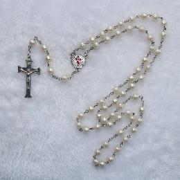 8mm Plastic first holy communion rosary beads uk (CR127)