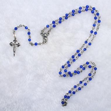 4mm Stone Rosary Beads with Virgin Mary and cross (CR130)