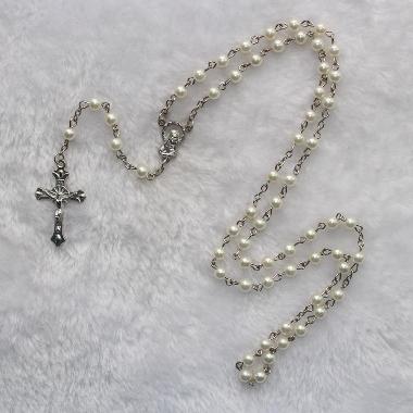6mm glass rosaries for sale with cross (CR161)