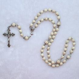 8mm Stone Bead Rosary with Crucifix (CR201)