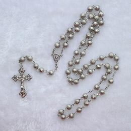 8mm Silver Copper Beads Rosary (CR213)