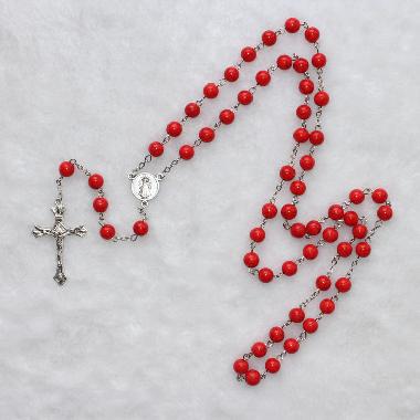 8mm resin bead catholic rosary with brass mini cross(CR227)