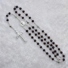 6mm Glass Rosary Beads Pendant Necklace (CR289)