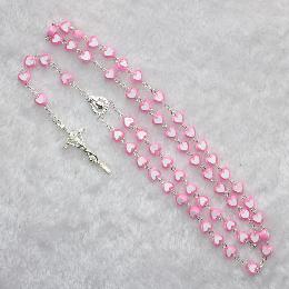 8mm beads heart plastic beaded chain rosary (CR293)