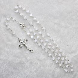 8mm rosary beads crucifix pendant necklace (CR294)
