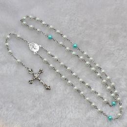 Glass Rosary, 6mm glass imitation pearl Rosary (CR296)
