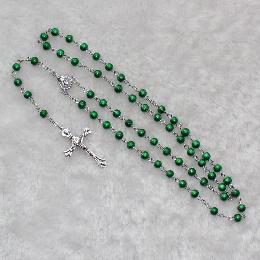 6mm Glass Rosary beads With Cross Necklace (CR311)