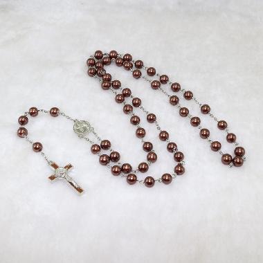 8mm Catholic Shape Glass Beads Pope Rosary (CR344)