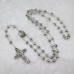 6mm metal rosary beads religious necklace (CR366)