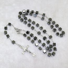 6mm Black Square Hematite Chain Rosary beads(CR377)