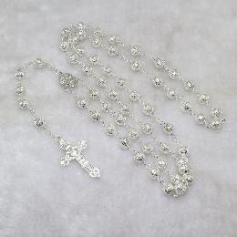 8mm Silver Plated hollow Metal Rosary beads(CR379)