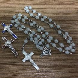 6mm Rose rosary centerpiece luminous necklace (CR403)