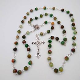 6mm Centerpiece Stone Beads Catholic Rosary (CR415)