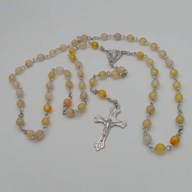 6mm Semi Precious Stone roman catholic rosary prayer beads  (CR418)