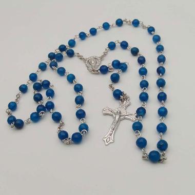 6mm Chain Stones rosary beads how many beads Cross Necklace (CR419)