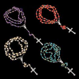 6mm Cheap religious chain plastic rose rosary (CR421)