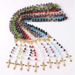6*8mm double color facted glass bead rosary (CR429)