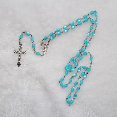 8*6mm pretty Resin rosary beads with metal cross(CR055)