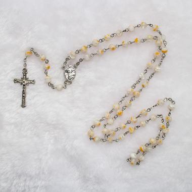 6mm round Glazed Rosaries beads with metal cross(CR081)