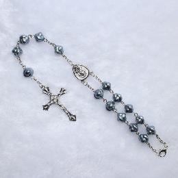 6mm car rosary with cross religious pendant  (CB005)
