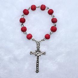 8mm Catholic Cross Finger Ring Rosary (CE019)