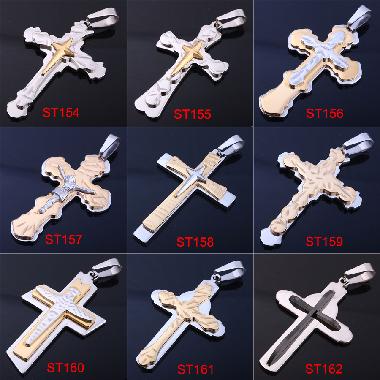 Stainless Steel double Jesus catholic crucifix (ST154)