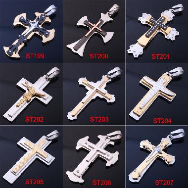 Stainless Steel Enamel Cross Necklace (ST199)