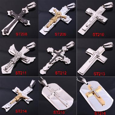 religious Stainless Steel Metal Dog Tag Cross (ST208)