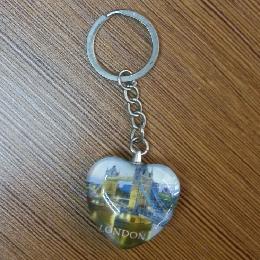 3.0cm Glass Sacred Heart key chain split key ring (CK084)