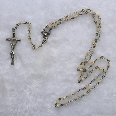 6mm Glazed pray hands with rosary beads tattoo (CR105)