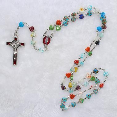 8mm Heart Glazed catholic rosary beads prayer (CR106)