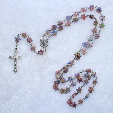 10mm Star Beads Glazed Rosaries with metal crucifix (CR113)