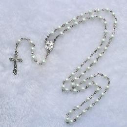 6mm Glass imitation pearl rosary beads pope francis (CR117)