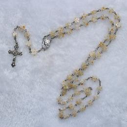 10mm Star Glazed wooden rosary beads necklace (CR121)