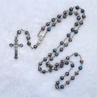 8mm Cloisonne holy communion rosary beads ireland (CR132)