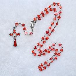 8mm Red Heart Glazed free plastic rosaries (CR140)
