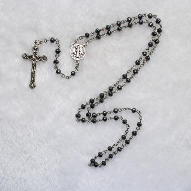 6mm religious Hematite rosary beads religious meaning (CR157)
