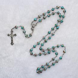 8mm Blue Cloisonne rose beads rosaries (CR160)