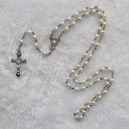 6mm glass rosaries for sale with cross (CR161)