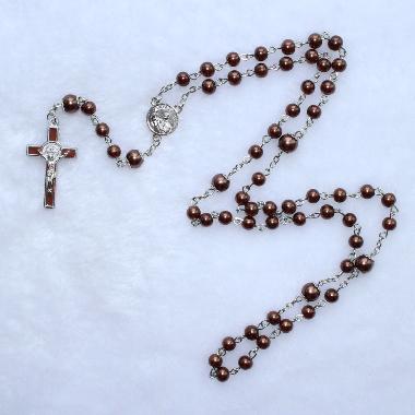 6mm Religious Glass Rosary beads with color crucifix(CR171)