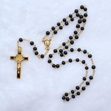 6mm religious Glass Beads Rosary with Crucifix (CR174)