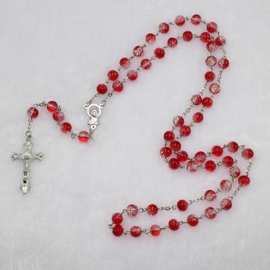 8mm Red Glass rosary beads for christening gift (CR177)