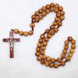 10mm Wooden Rosary beads with Crucifix (CR180)