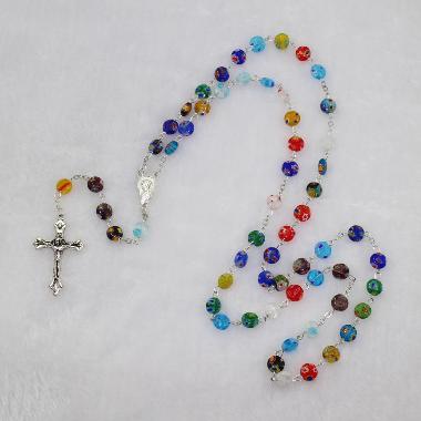 8mm Round Glazed cheap plastic rosaries in bulk (CR190)