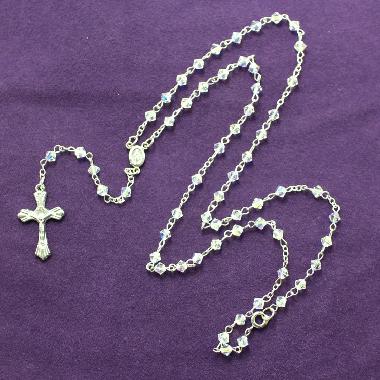 6mm Glass Bead Rosary with Cross (CR197)