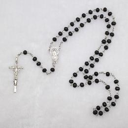 6mm Black Wooden Bead Rosary (CR200)