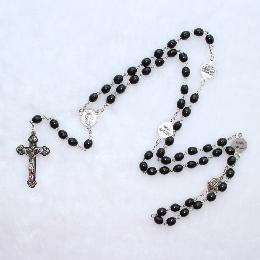 8*7mm Black Wooden Beaded chain Rosary (CR207)