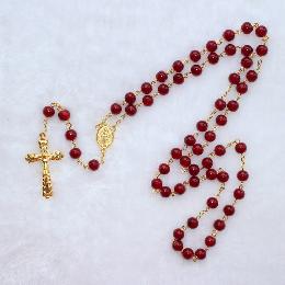 8mm Red Glass Rosary (CR210)