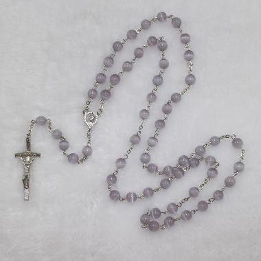 8mm Stone Beads Rosary with Crucifix (CR214)